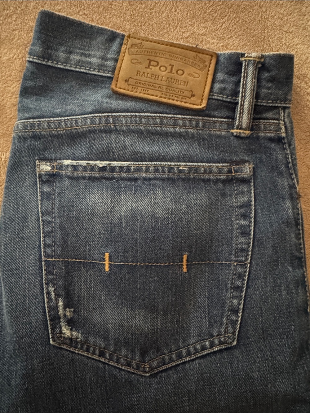 Men’s Polo by Ralph Lauren Straight Leg Denim Jeans in Medium Blue.